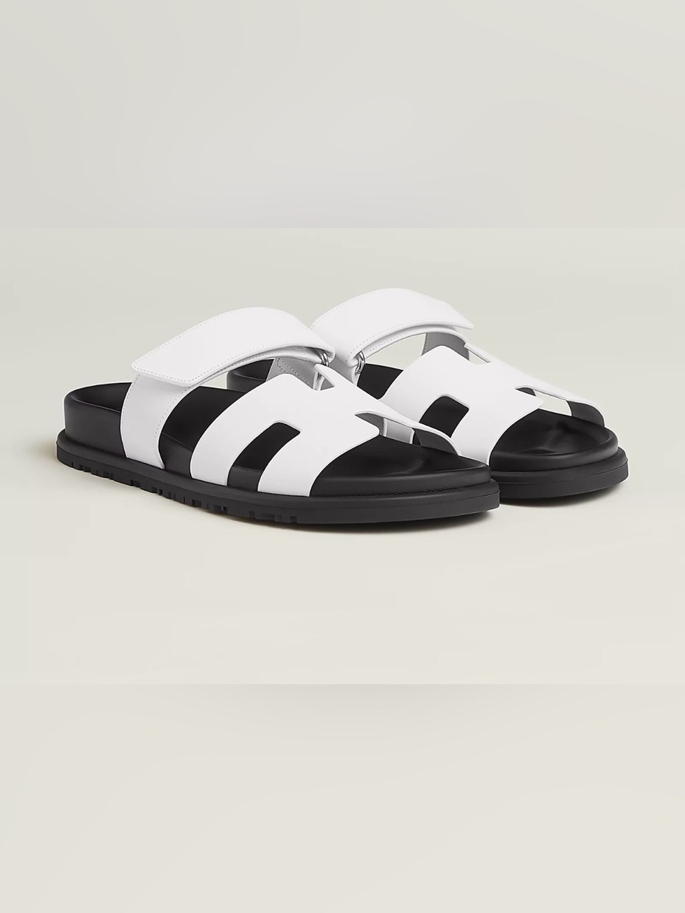 Hermès Chypre Sandals Blanc/Noir EU 36 US 6 Authentic - Excellent Condition